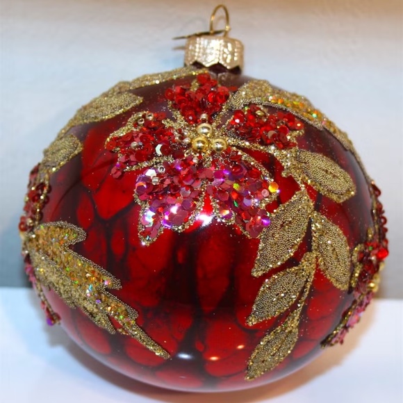 Neiman Marcus Glass Christmas ornament Bauble Made In Poland - Picture 3 of 3